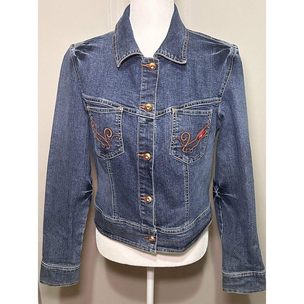 Fubu Classics Crop Denim‎ Jacket Juniors Size L Large Y2K?